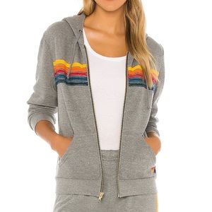 Aviator Nation 5 Stripe Hoodie Heather Grey